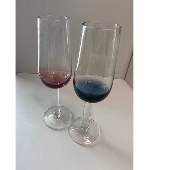 Vintage Champagne glasses red and blue, set of 2 - Picture 1 of 7